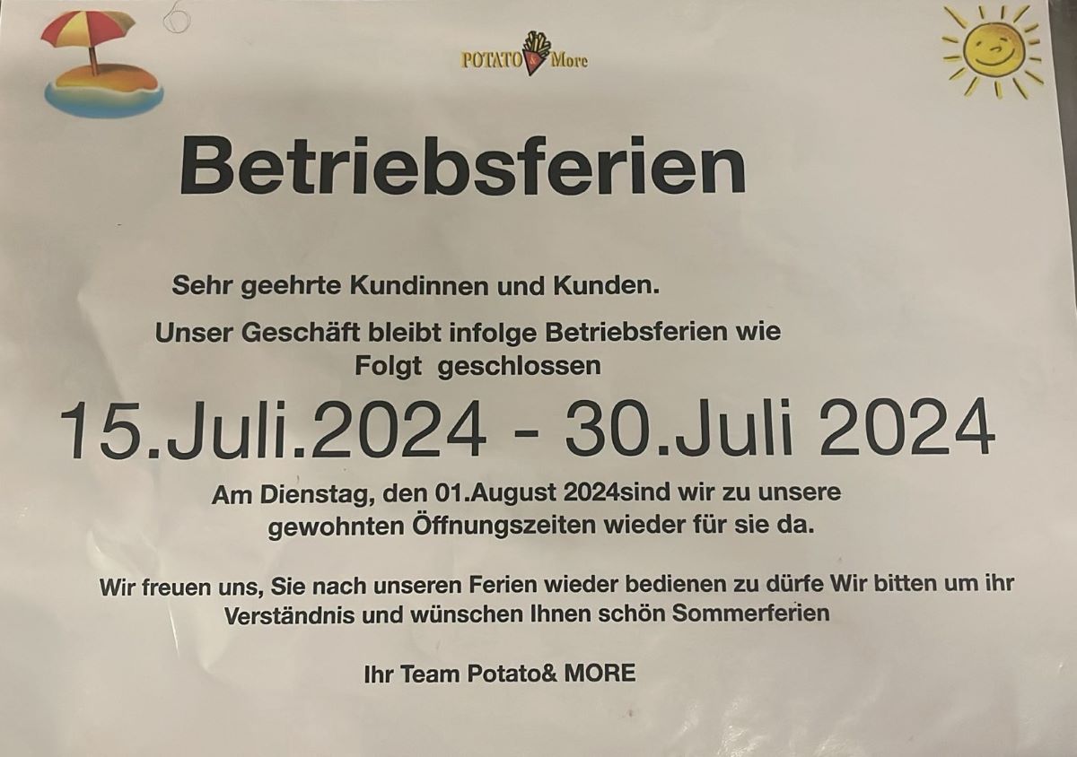 Betriebsferien 2024